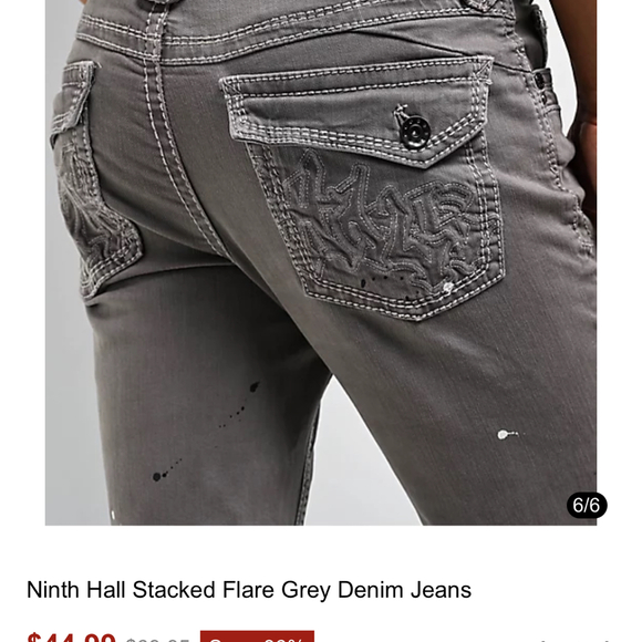 Ninth Hall Stacked Flare Grey Denim Jeans Mens Size 32x34 - Picture 4 of 12